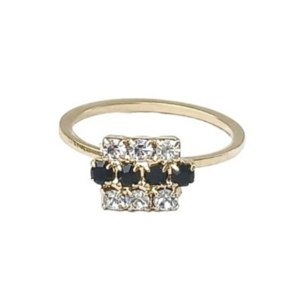 🍀HP🍀 Black Onyx and Cubic Zirconia Gold Ring